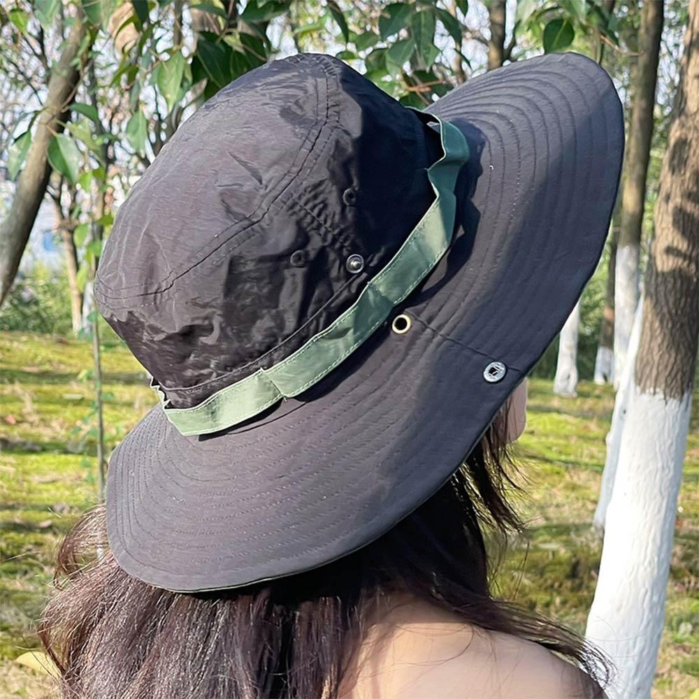 

Quick-drying Material Bucket Hats Color Matching Sun Caps Casual Big Brim Hats Summer Travel чёрный