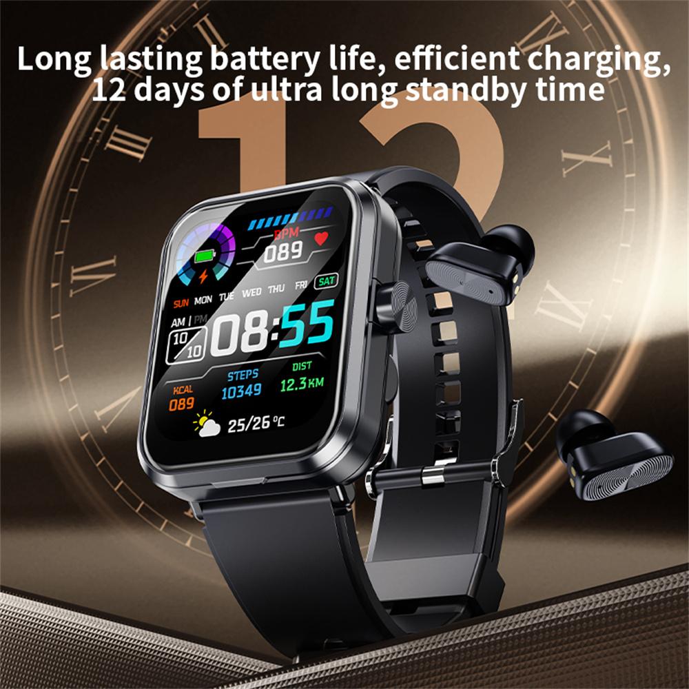 S6 2-in-1 Bluetooth-kompatibler TWS-Ohrhörer Gesundheitsüberwachung Bluetooth-kompatibles Telefonieren 1,85-Zoll Smartwatch