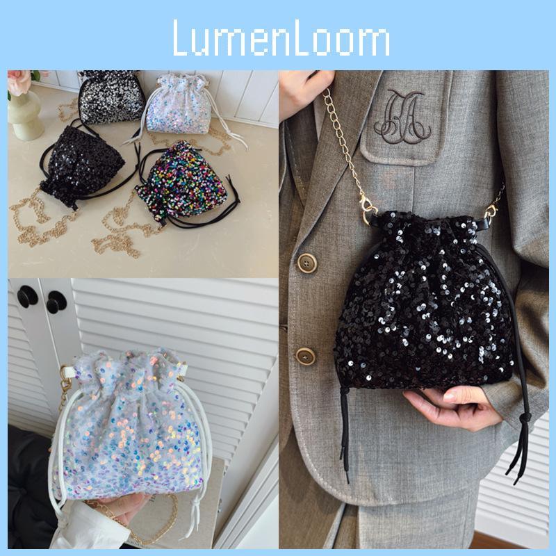 Fashion Colorful Sequin Design Women Casual Drawstring Bucket Bag For Daily Use