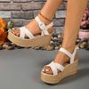 Fashion Women's Shoes Summer Chunky Platform Sandals Women 2025 Large Size High Heeled Sandals Woman Ankle Buckle Wedges Sandalias Mujer