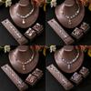 Bridal Wedding Waterdrop Color Diamond Necklace Earrings Bracelet Ring 4-piece Set Party Banquet Full Set Jewelry