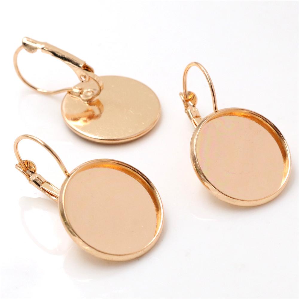18mm 10pcs 9 Colors Plated French Lever Back Earrings Blank/Base,Fit 18mm Glass Cabochons,Buttons;Earring Bezels
