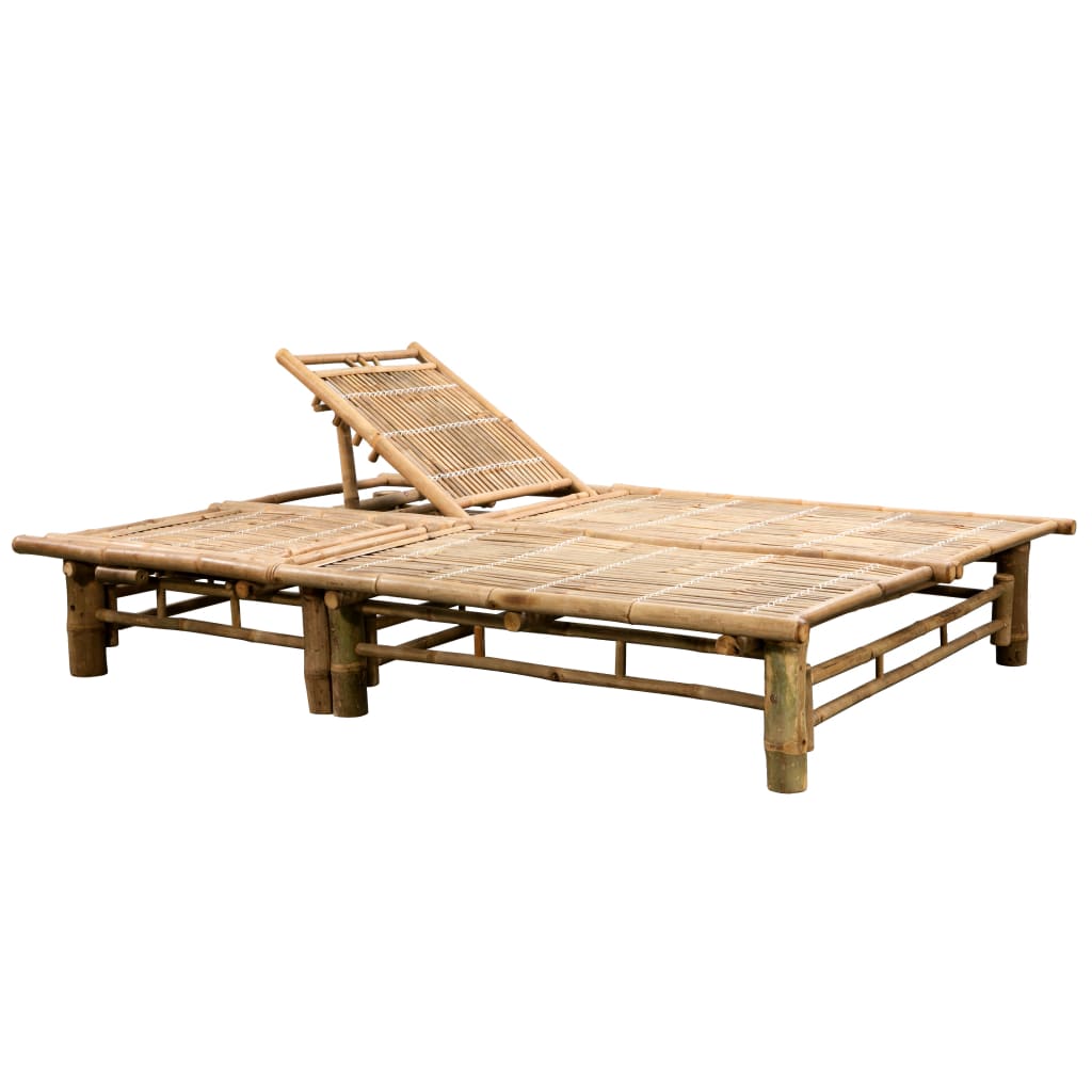 2 Person Sun Lounger with Cushions Bamboo