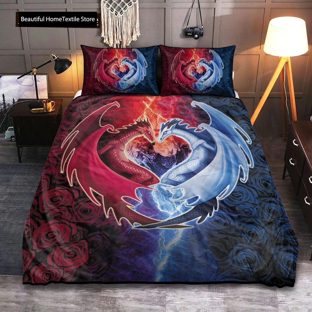 Dragon And Phoenix Comfortable Duvet Quilt Cover Pillowcase Bedding Set Children Bedroom Decoration Home Textile