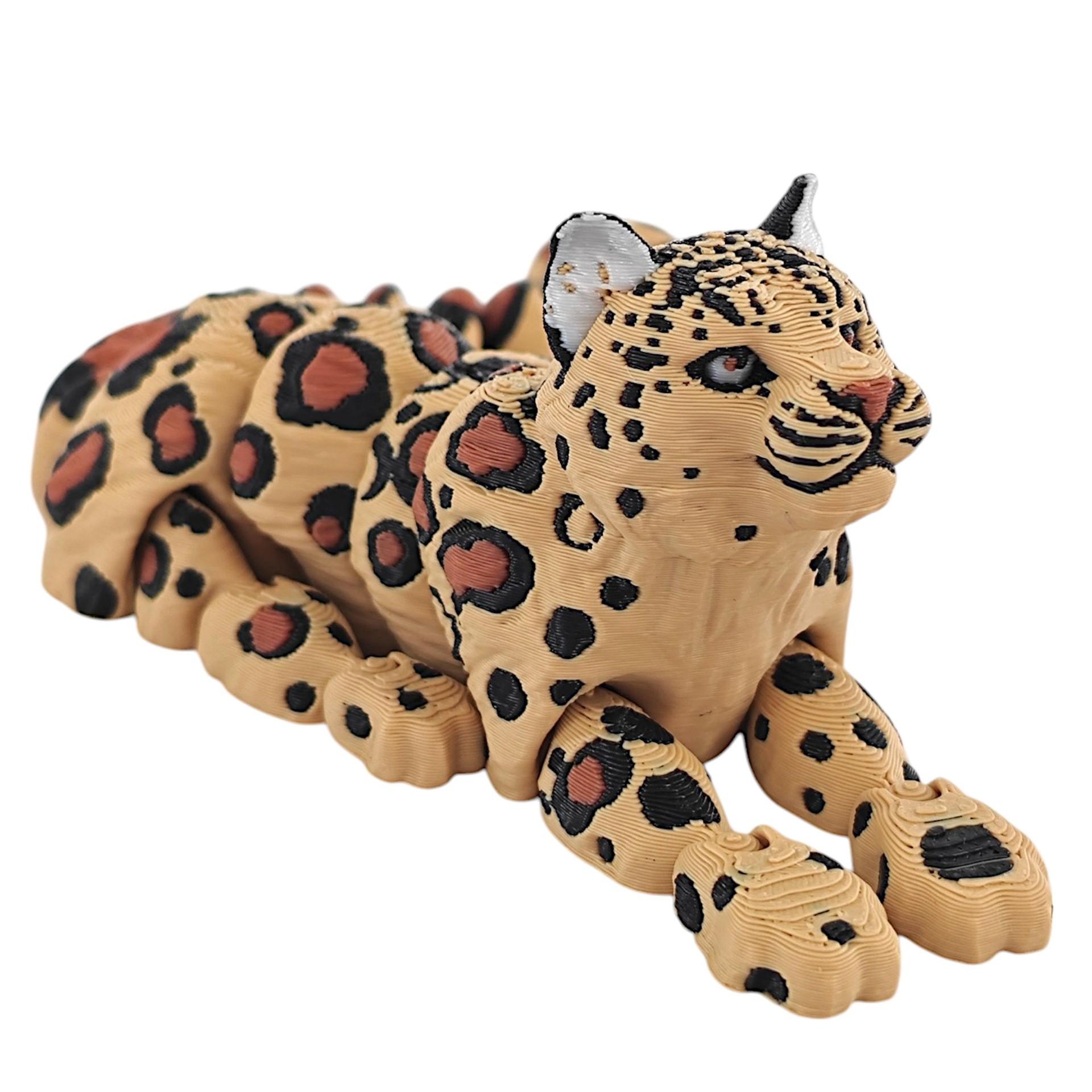 

3D Printed Snow Leopard Miniature Simulation Multi-joint Movable Wild Animals Statues Miniatures Home Decoration Crafts Statues 21CM жёлтый