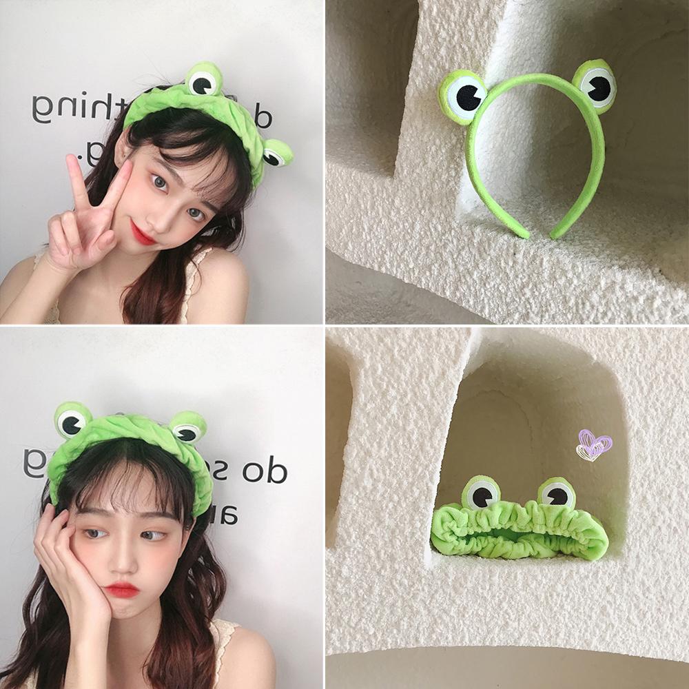 Cute Wide-brimmed Elastic Washing Face Hairband Skincare Hair Band Funny Frog Makeup Headband