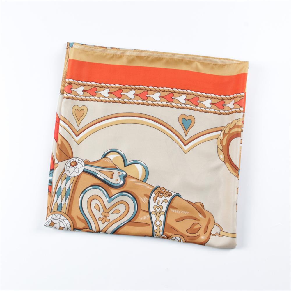 POBING Silk Scarf Women Large Shawls Spain Horse Print Stoles Square Bandana Luxury Kerchief Hijab Scarf Female Foulards 130CM