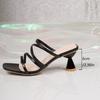 Fashion women's slippers outer wear women's high-heeled slippers one-character square head thin heel cool slippers women