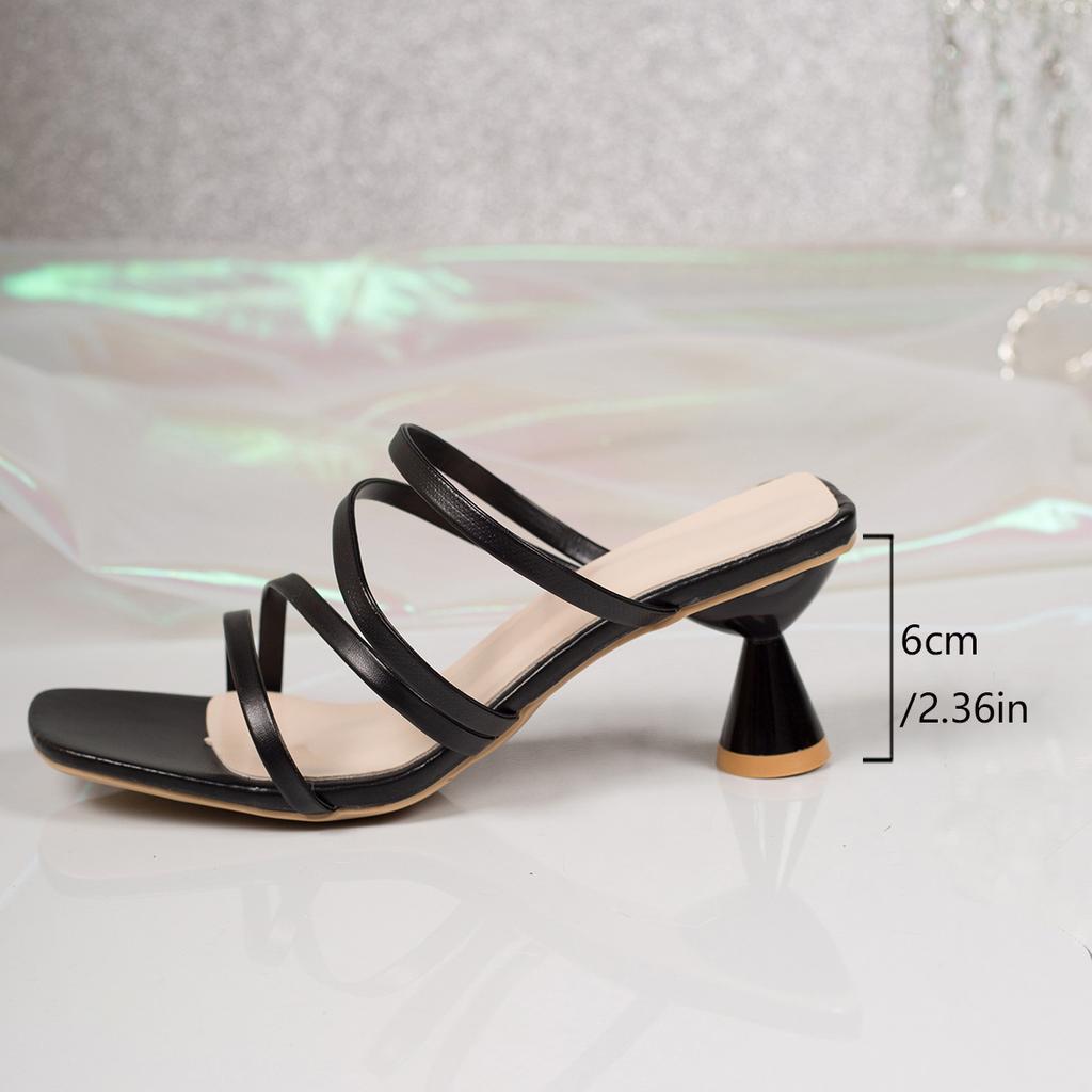 Fashion women's slippers outer wear women's high-heeled slippers one-character square head thin heel cool slippers women