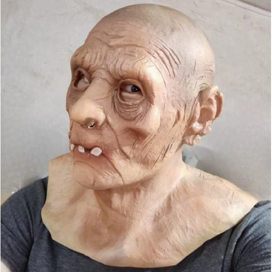 New Personalized Latex Headgear for Elderly Women, Halloween Horror Mask Headgear