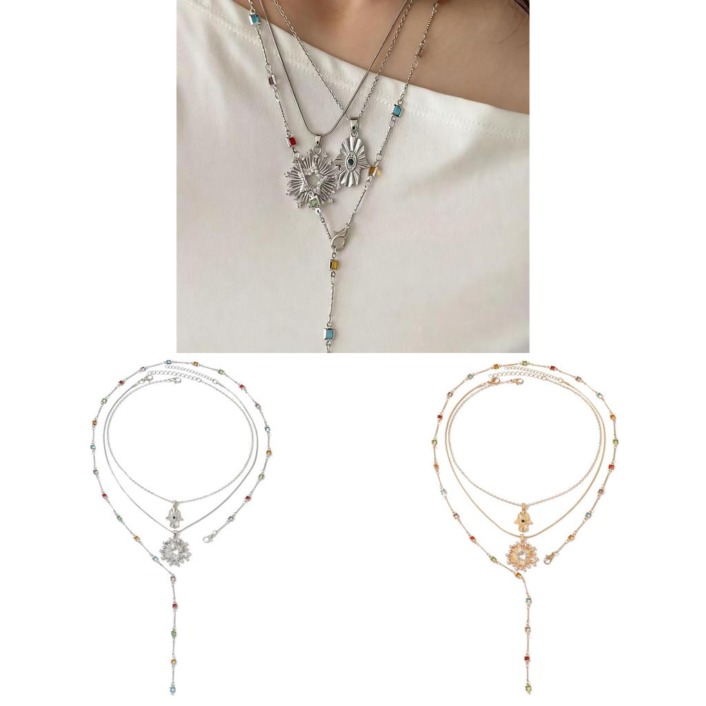 Star Jewelry Chain Necklace For Women With Colorful Tassels And Crystal Embellishments