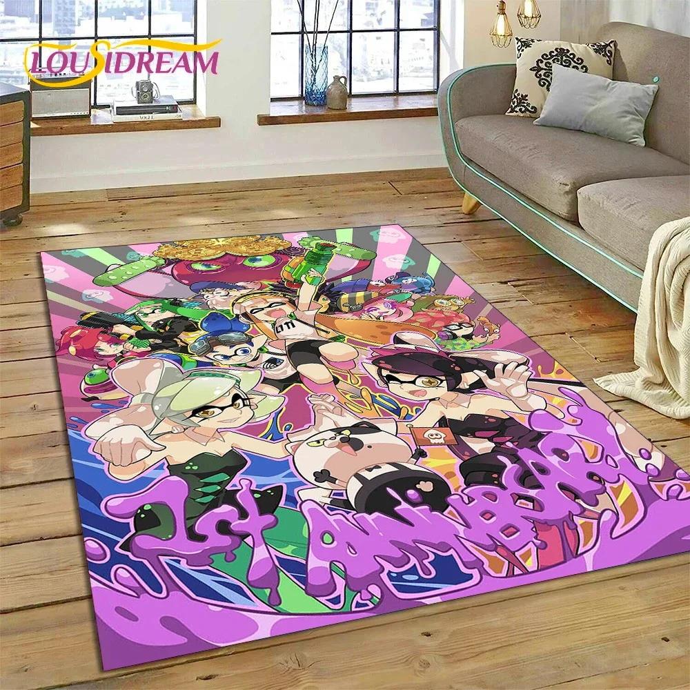 Splatoon3 PC Gamer Kreskówka Gra Dywanik do Sypialni Salonu Domu Dekoracja Sofy,Gra dla Dzieci Duży Dekor Mata Podłogowa Prezent