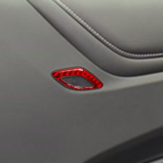 For Chevrolet Camaro 2016-22 Red Carbon Fiber Interior Door Lock P Cover Trim