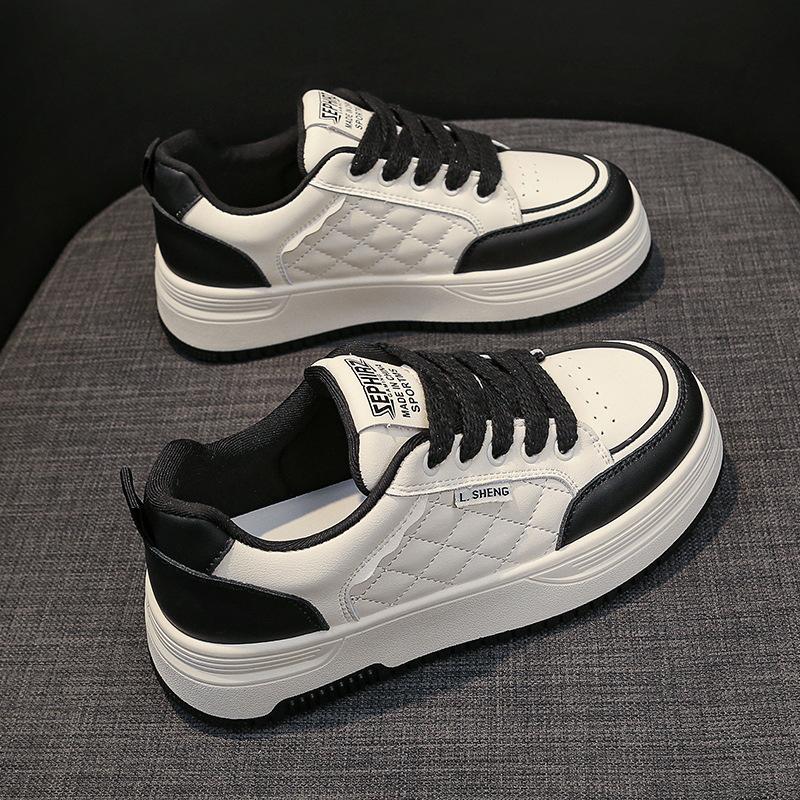 Platform white shoes women's shoes spring new versatile leather sports shoes women's casual shoes heightening board shoes