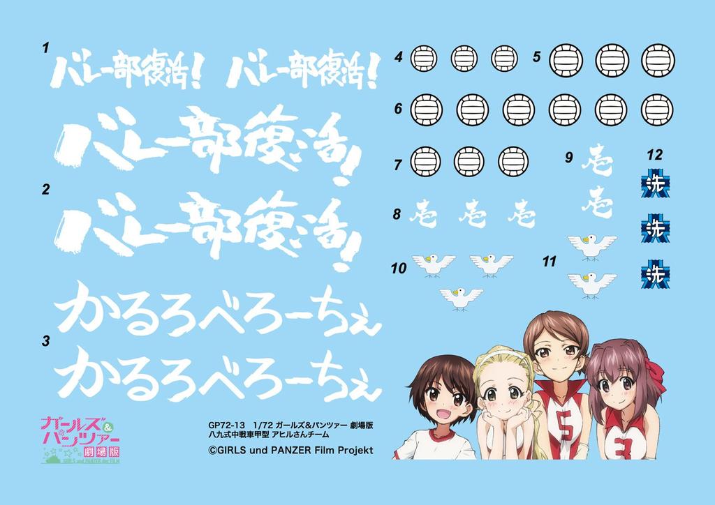 PLATZ Girls & Panzer the Movie Type 89 Medium Tank Type A Duck Team 1/72 Scale Plastic Model Kit, Approximately 80mm Long (GP72-13)