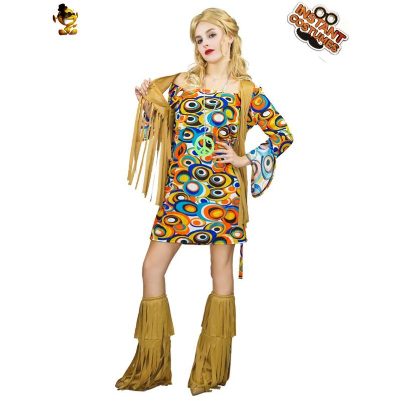 

Adult women s retro hippie skirt, big girl generation hippie style party performance clothing distribution S