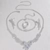 Jewelry wholesale fashion new necklace earrings bracelet ring set shiny bride jewelry two-piece set with accessories