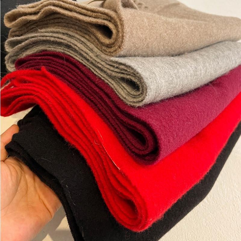 100% Wool Winter Luxury Cashmere Women Solid Scarf Warm Shawl and Wrap Bandana Pashmina Long Tassel Female Foulard Thick Blanket