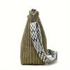 Women's Solid Color Casual Corduroy Crossbody Bag, Large Capacity Shoulder Backpack with Zipper Design, Fashionable Plush Underarm Bag