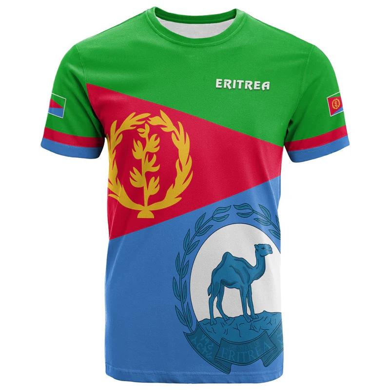 New Eritrea Football Jersey T Shirt Men's Sports Tees Eritrean Flag Graphic Oversized Tops Unisex Casual T-shirts Team Uniforms