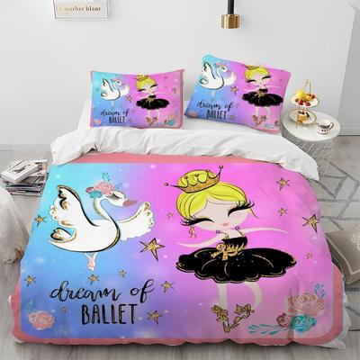 Girls Ballet Dance Duvet Cover Three-Piece Bedding 3D Printed Sheet Quilt Cover Pillowcase