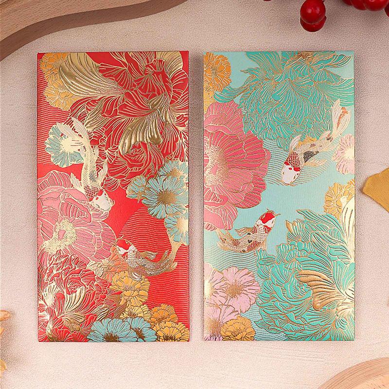 6pcs New Red Envelope Universal Koi High-end Envelope Wallet Spring Festival Wedding Lucky Blessing Red Envelope