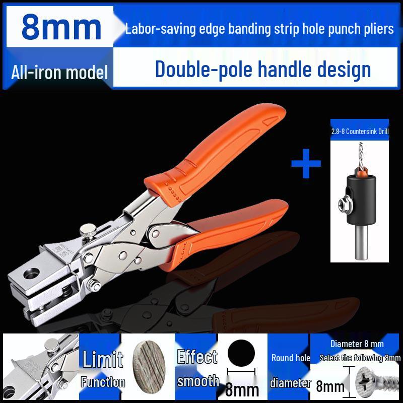 8mm Labor-saving PVC Edge Banding Hole Punch Tool for Woodworking