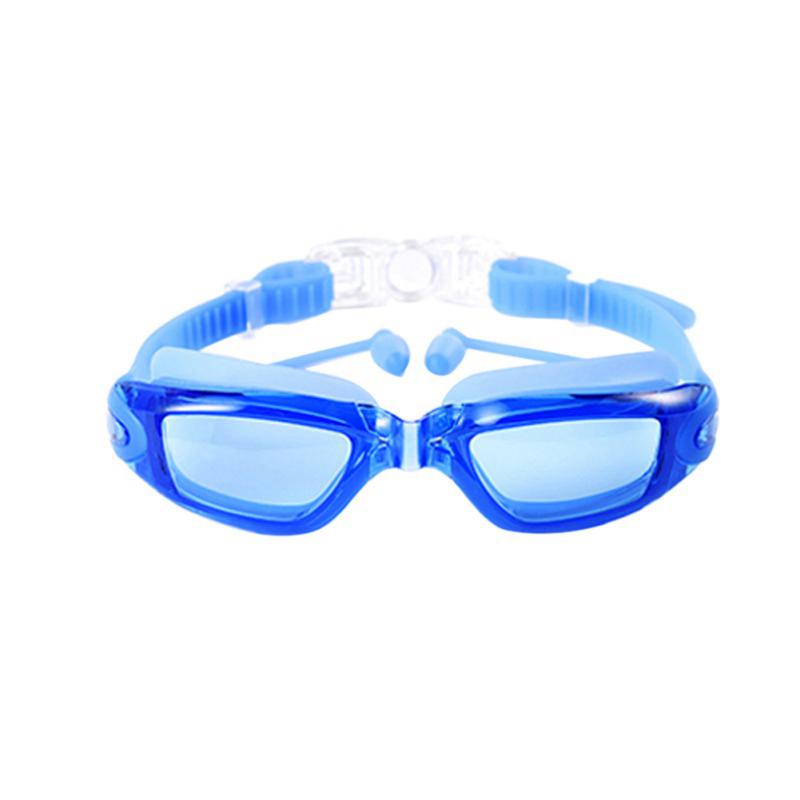 Water Sports Waterproof Anti-fog Swimming Glasses Large Frame with Silicone Earplugs Swimming Goggle