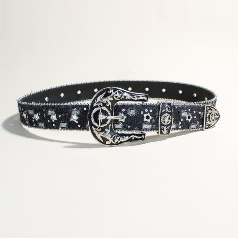 Cintura da Donna Punk Rock Edgy per Jeans Fibbie Charms Pelle PU Cinturino Regolabile