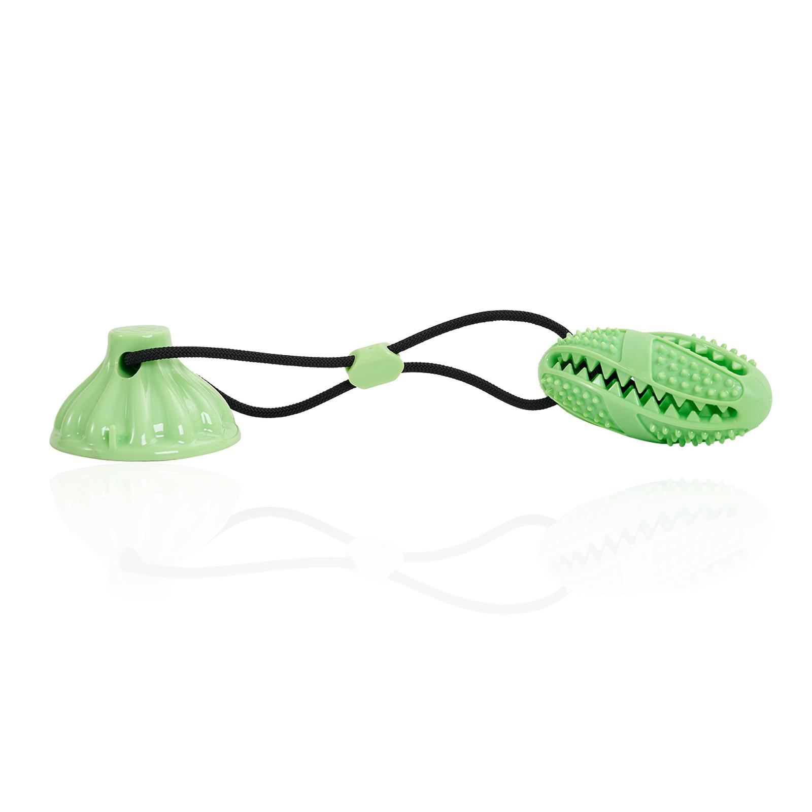 

Устройство для устранения утечки зубов на присоске для домашних животных, материал TPR, защита от чистых зубов и укусов, интерактивная игрушка для собак с тянущей веревкой ONESIZE зелёный