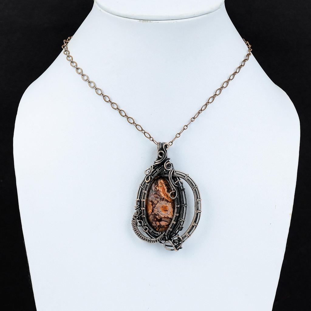 Birds Eye Jasper Gemstone Pendant Copper Wire Wrapped Pendant Amazing Pendant Copper Jewelry Handmade Pendant Wire Wrap Jewelry Gift For Her