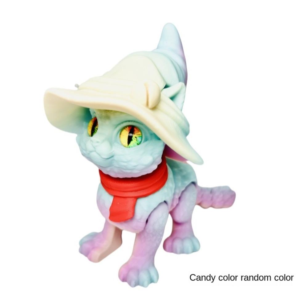 Big Eyes 3D Printed Cat Model Plastic Material Creative Sculpture Articulated Cats Doll 3D Printing Technology Realistic Design