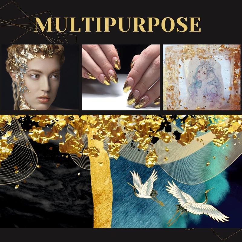 EELHOE Multifunktionale Blattgoldfolie, Hautschönheit Blattgoldfolie DIY Nagelkunst Malerei Pailletten Ornament