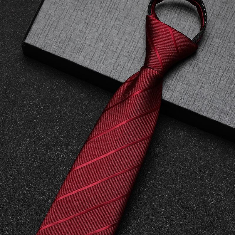 Business Dress Lazy Zipper Free Groom Best Man Wedding Korean Narrow Shirt Striped Plaid Tie