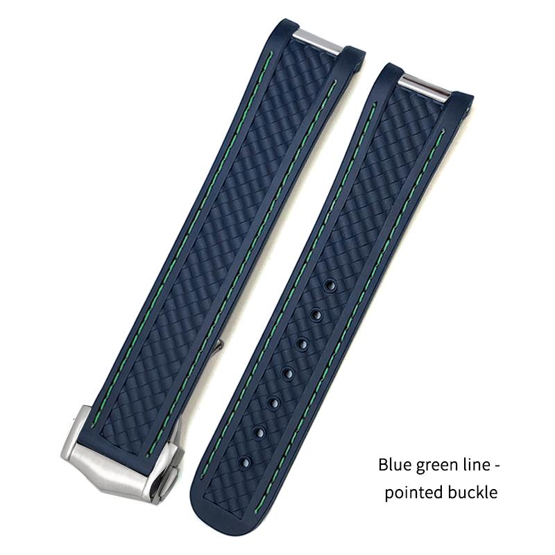 New Curved End Soft Watchband for Omega Aqua Terra 150 18mm 19mm 20mm Black Green Yellow Colorful Rubber Silicone Watch Strap