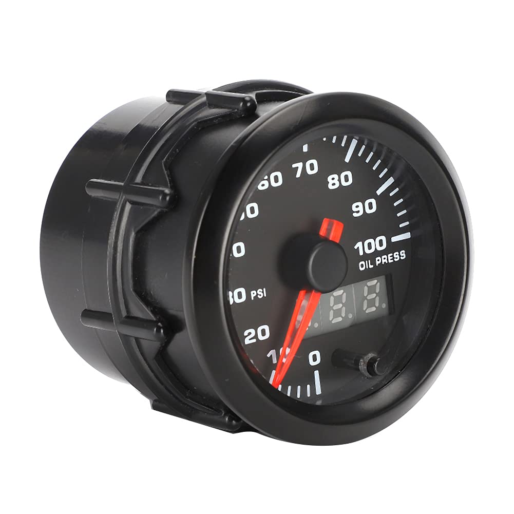 Mechanical Hydraulic Gauge, 2 Inch 52mm Car Hydraulic Gauge Pointer with 7 Color Digital LED Meter Sensor