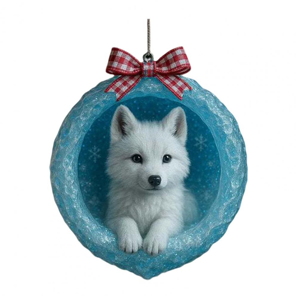 Arctic Animal Christmas Ornaments 2D Acrylic Frosted Cave Hanging Decor With Polar Bear Penguin Xmas Tree Pendant Decoration
