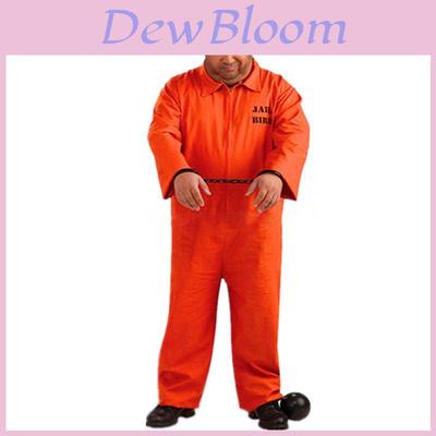 Luxurious Mens Prisoner Overall Orange Jumpsuit Costume For Stag Do Parties