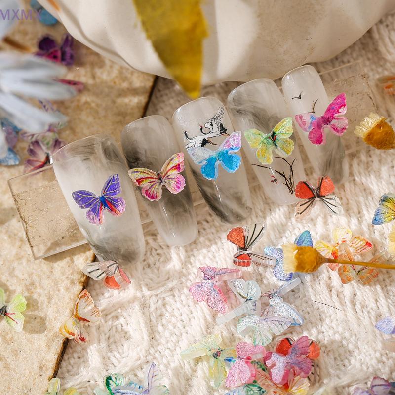 10/30/50pcs 3D Simulation Butterfly Nail Art Charms DIY Colorful Gradient Butterfly Nail Art Decoration Manicure Jewlery
