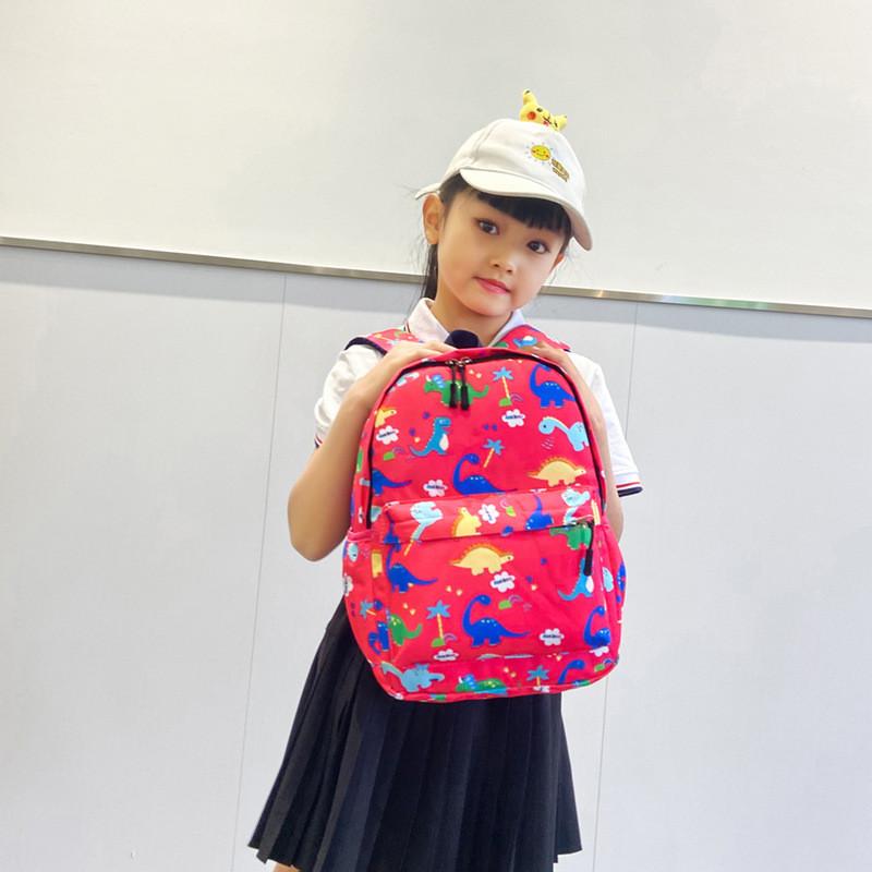 Cute Dinosaur Print Children's Backpack Breathable Lightweight Nylon School Bag