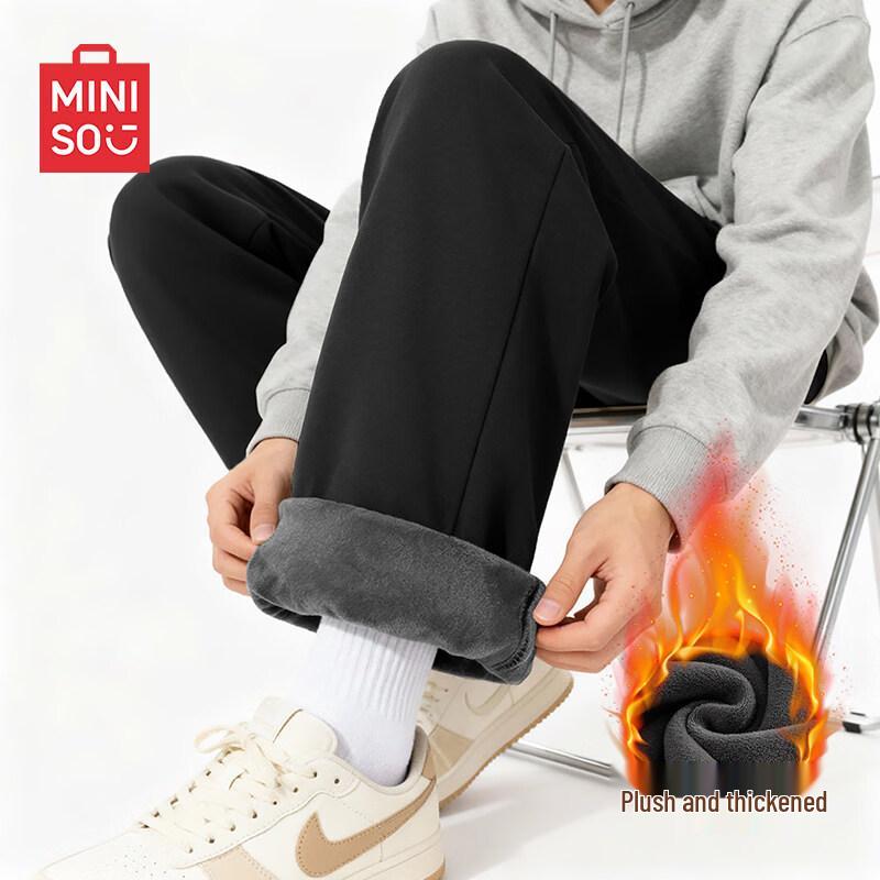 MINISO Men s Plush Lined Straight-Leg Warm Winter Pants 3XL