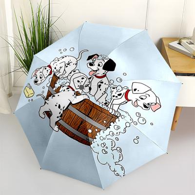 Dalmatians Themed Automatic Opening and Closing Umbrella, Brightly Colored 8-rib Portable Umbrella, Suitable for Men and Women, A Perfect Gift for Chr