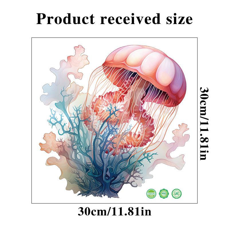 Colorful Deep-sea Jellyfish Toilet Sticker Bathroom Toilet Water Tank Decoration Waterproof Self-adhesive Sticker