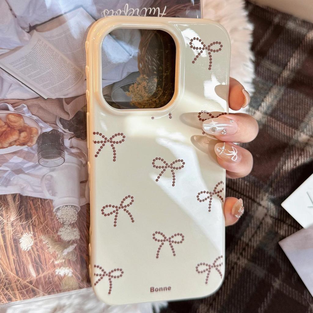 Custodia per telefono con fiocco a pois adatta per telefoni Apple