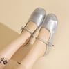 Outer slippers women's 2025 new summer flat bottom inner height increase half slippers soft-soled sandals silver Mary Jane women's shoes