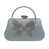 Diamond Bow Women's Evening Bag Fashion Stones Top-Handle Crystal Wedding Party Clutch Long Chain Gold/Silver Handbags For Lady