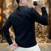 New Men's Printed Velvet Hoodie - Casual Versatile Long Sleeve Round Neck Top for Autumn/Winter Fashion
