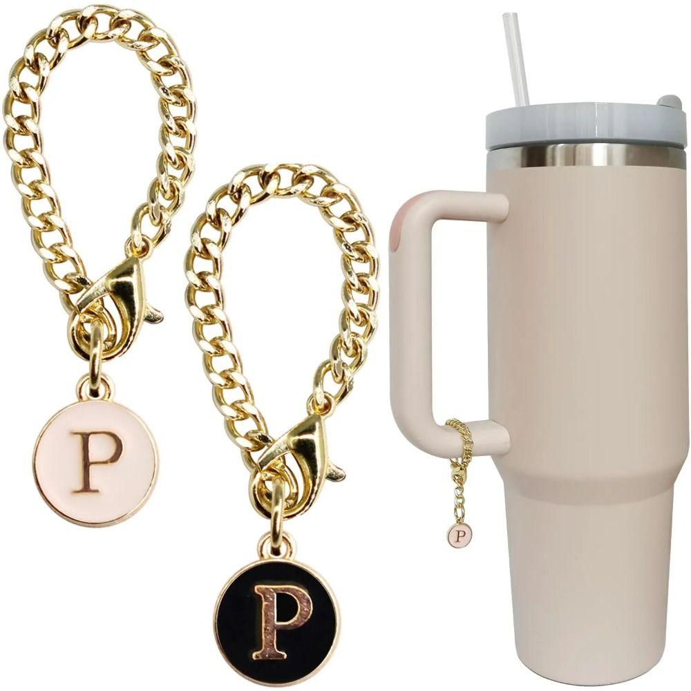 White/Black Water Cup Handle Chain Personalized Identification Letter Charm Backpack