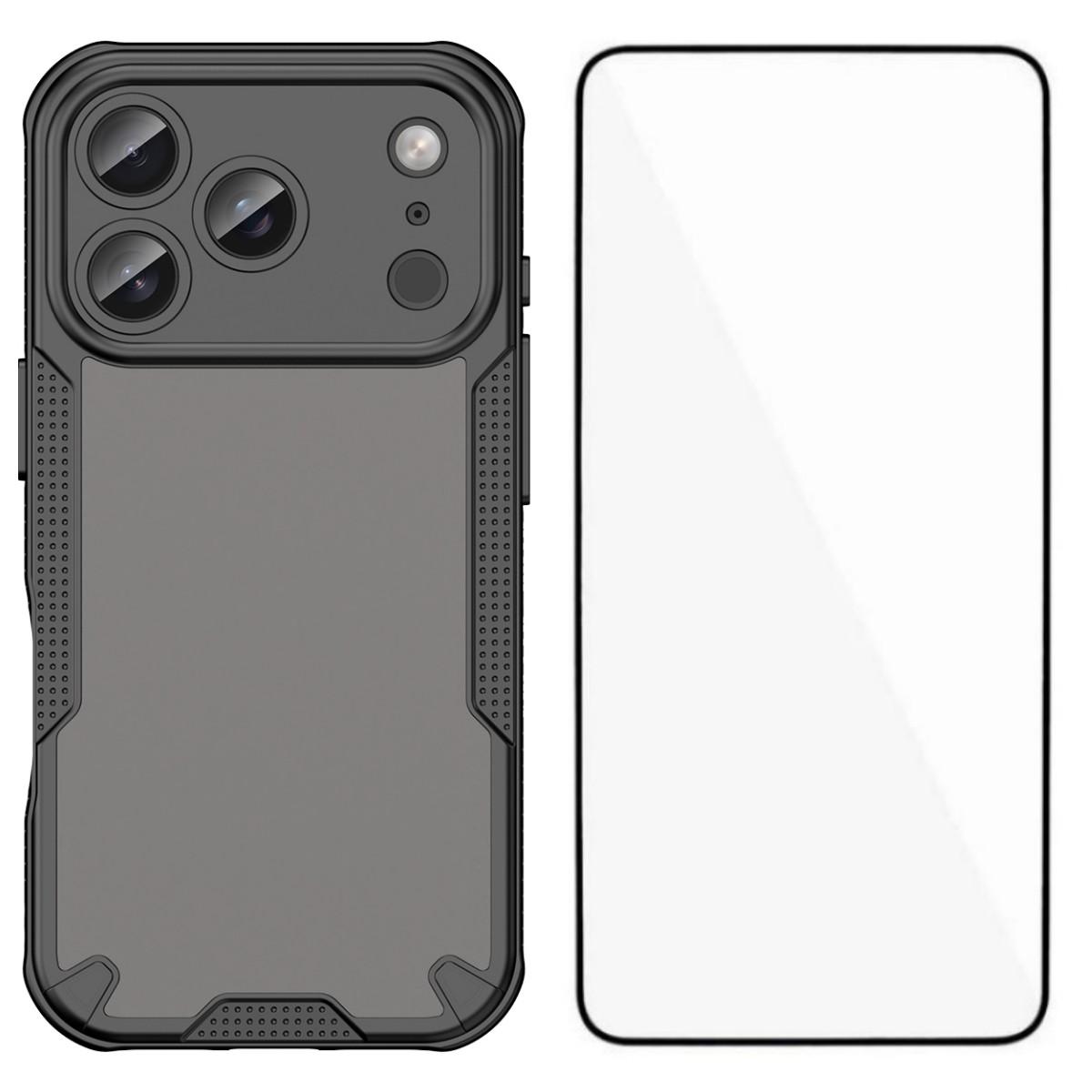 

Для чехла iPhone 17 Pro Max Серия WANLONFENG MFFJ Противоударная задняя крышка телефона из ТПУ с защитной пленкой для экрана Black