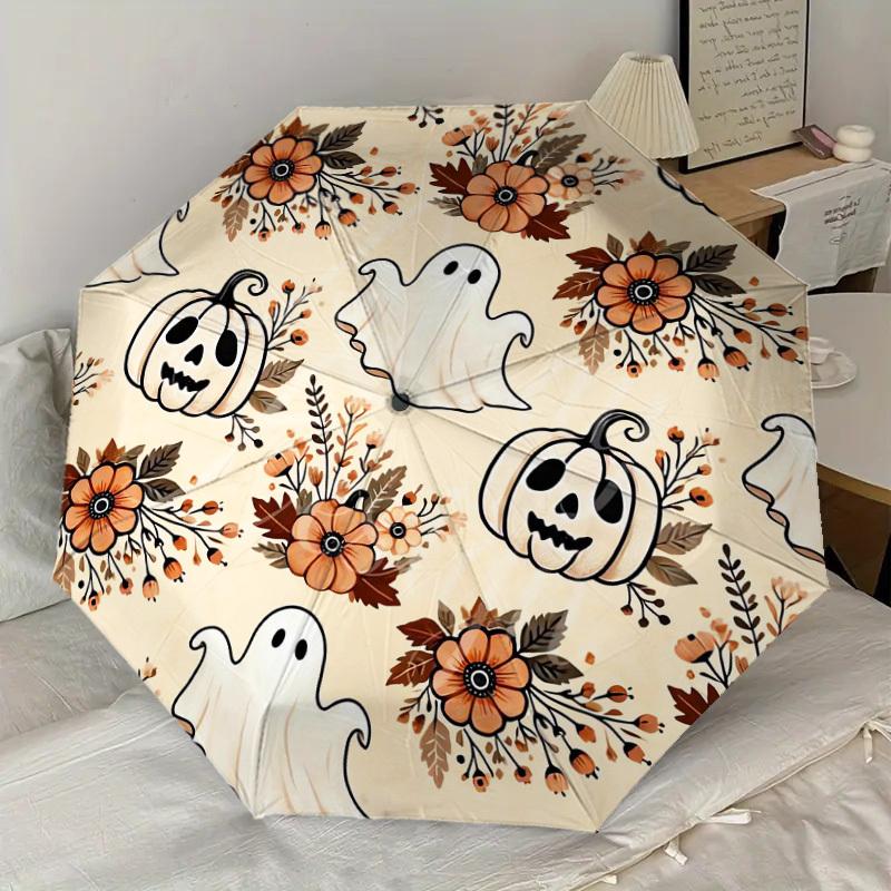 1pc Ghost Pumpkin Pattern Umbrella  Automatic Opening and Closing Umbrella, High quality Umbrella, Ideal Gift for Her 189